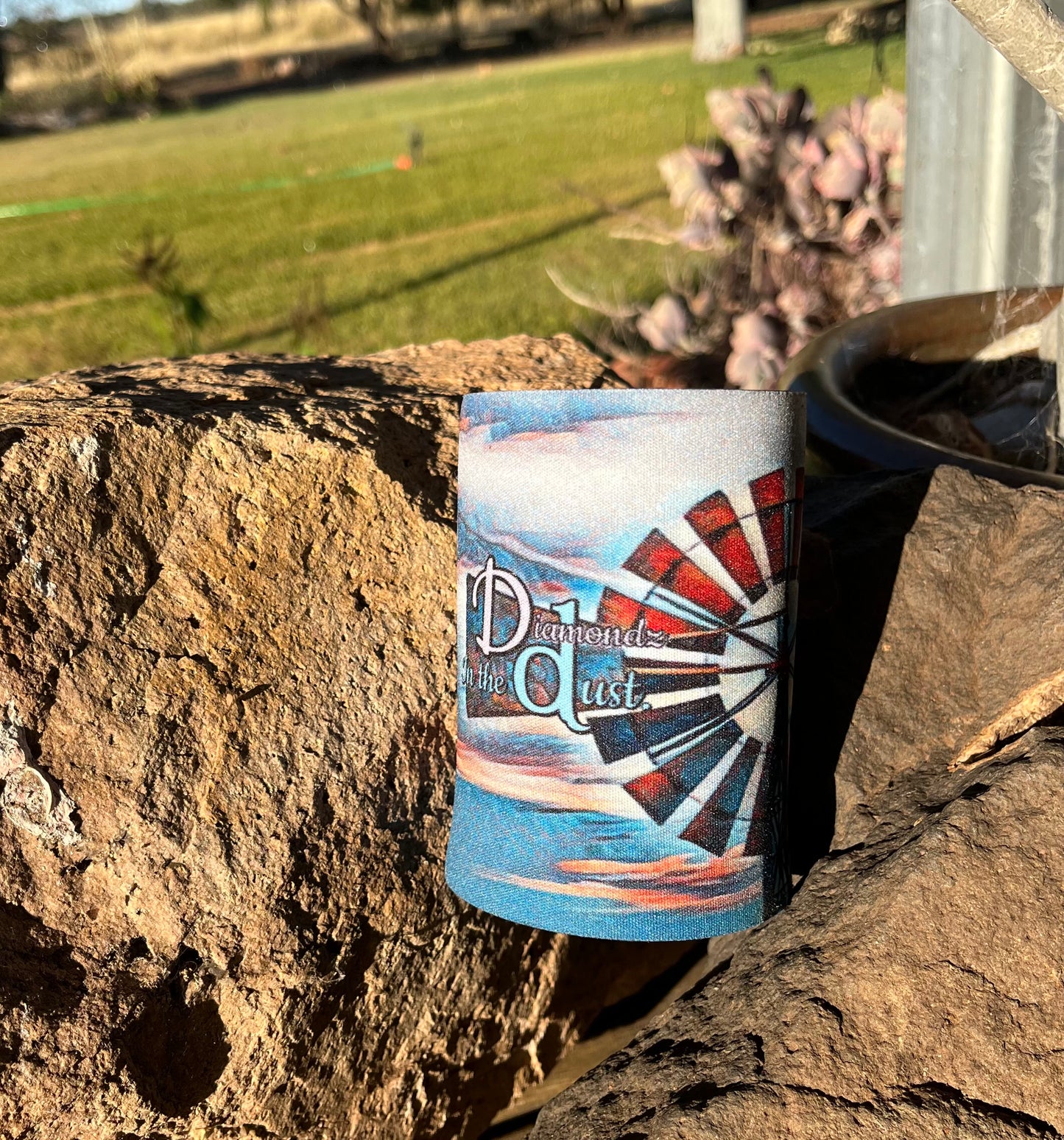 Blue windmill stubbie cooler