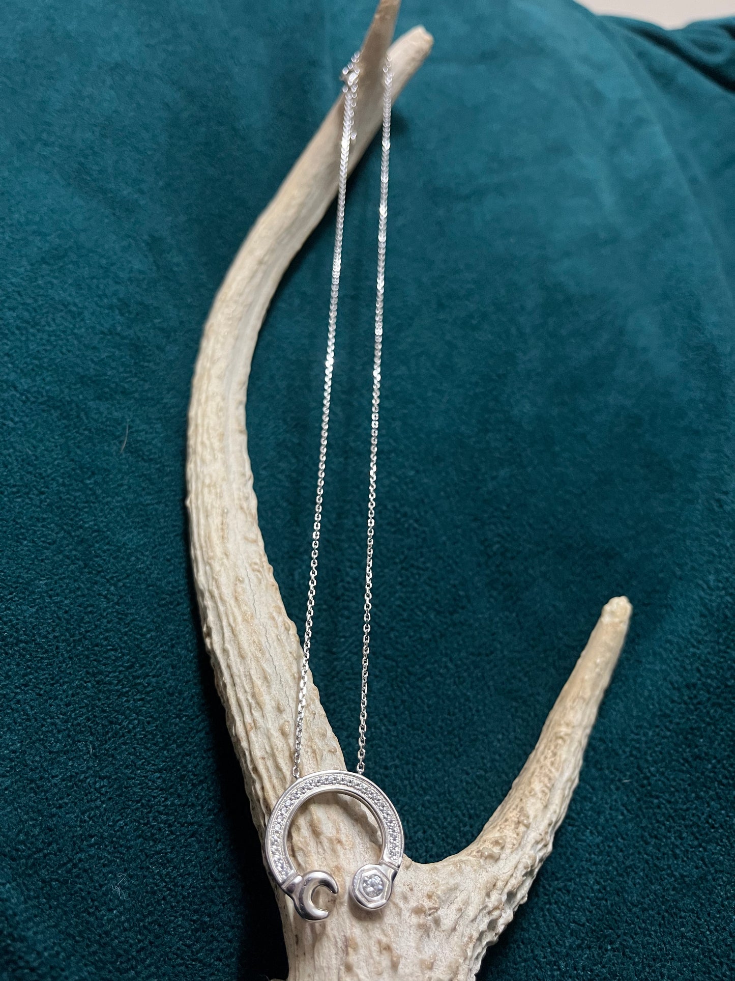 Silver spanner necklace