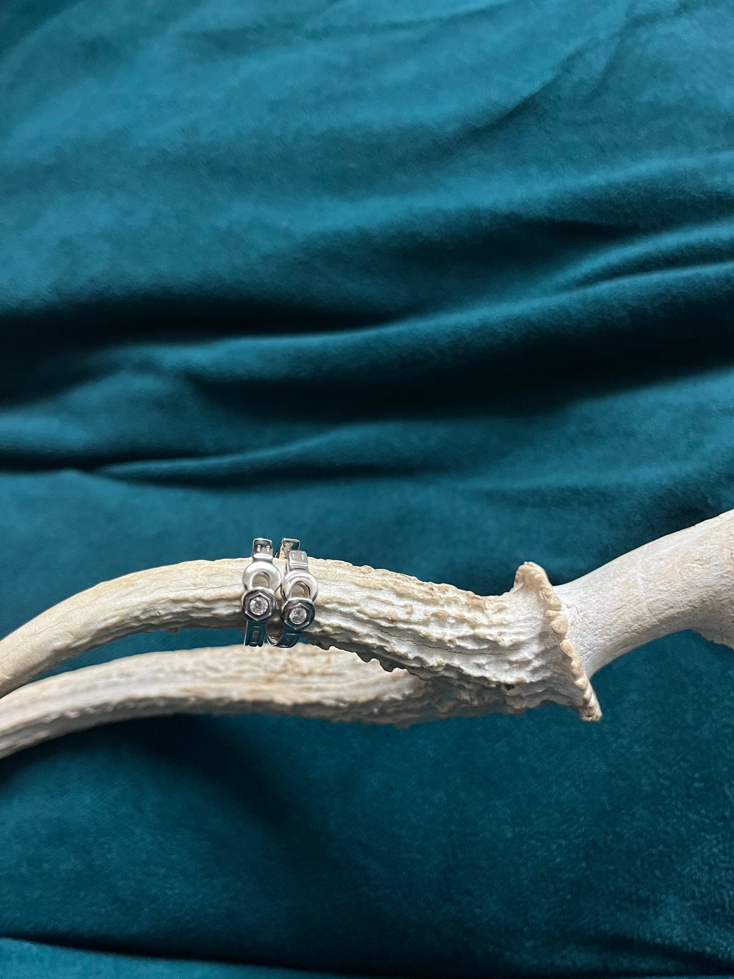 Silver spanner earrings
