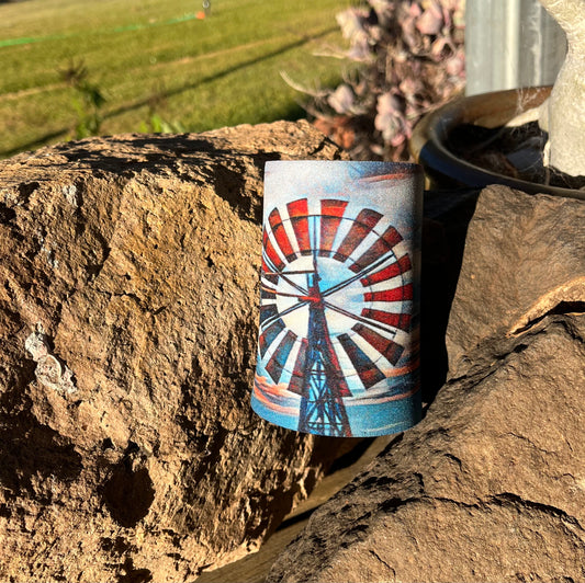 Blue windmill stubbie cooler